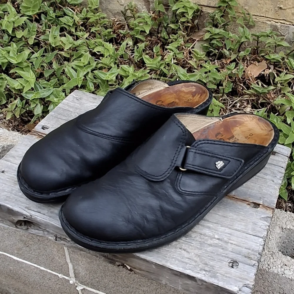 Finn Comfort Aussee Black Leather Slip-On Mule Clog Shoe  Women Size 41EU / 10US - Picture 5 of 16